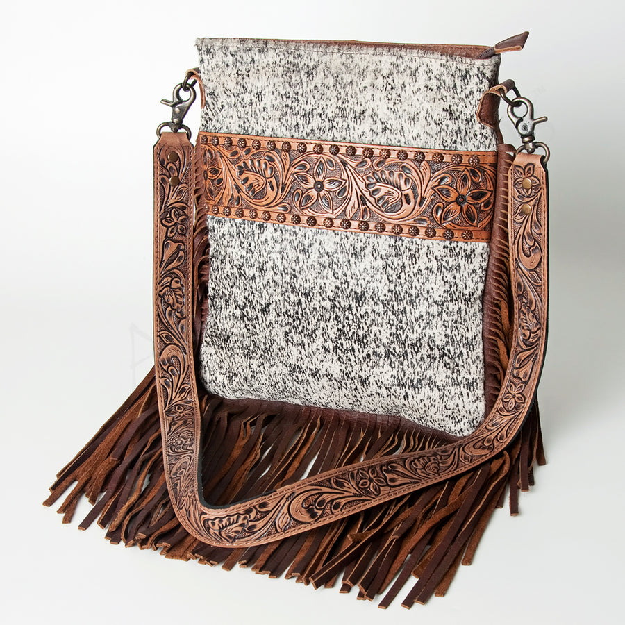 American Darling Large Crossbody Hand Tooled Hair on Genuine Leather Western Women Bag Handbag Purse | Cute - Uhorse