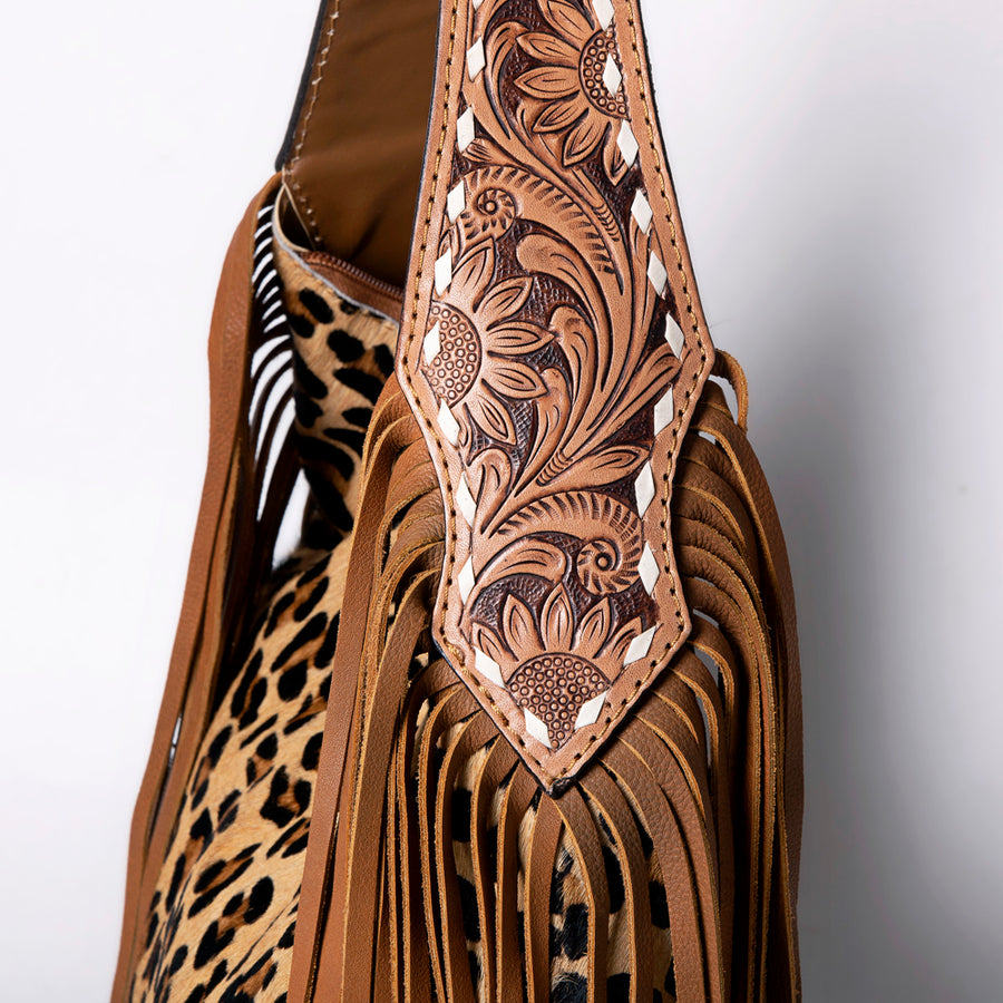 American Darling Western Hobo Bag - Hand Tooled Floral Leather & Fringes