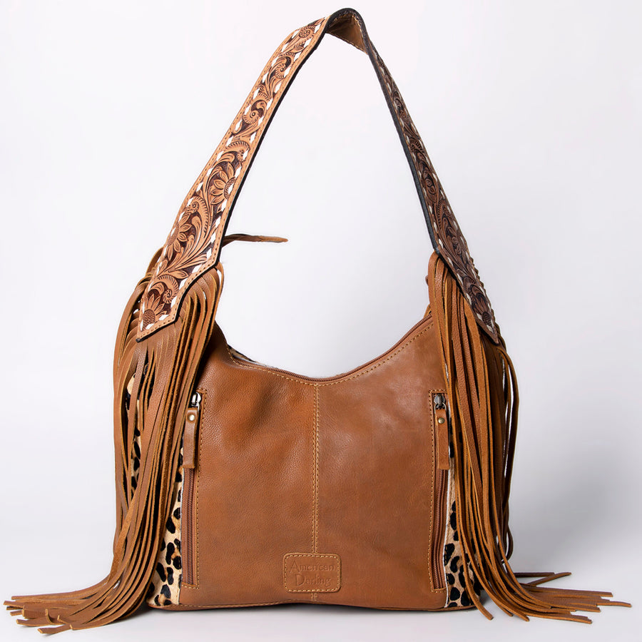 American Darling Western Hobo Bag - Hand Tooled Floral Leather & Fringes