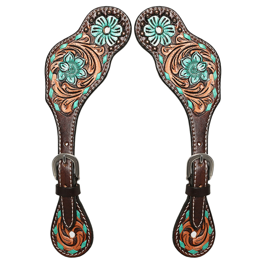 Hilason Leather Horse Riding Spur Strap Western Floral Hand Paint - Uhorse