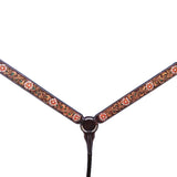 HILASON Western Horse Floral Headstall Breast Collar One American Leather Tack Set