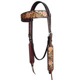 HILASON Western Horse Floral Headstall Breast Collar One American Leather Tack Set