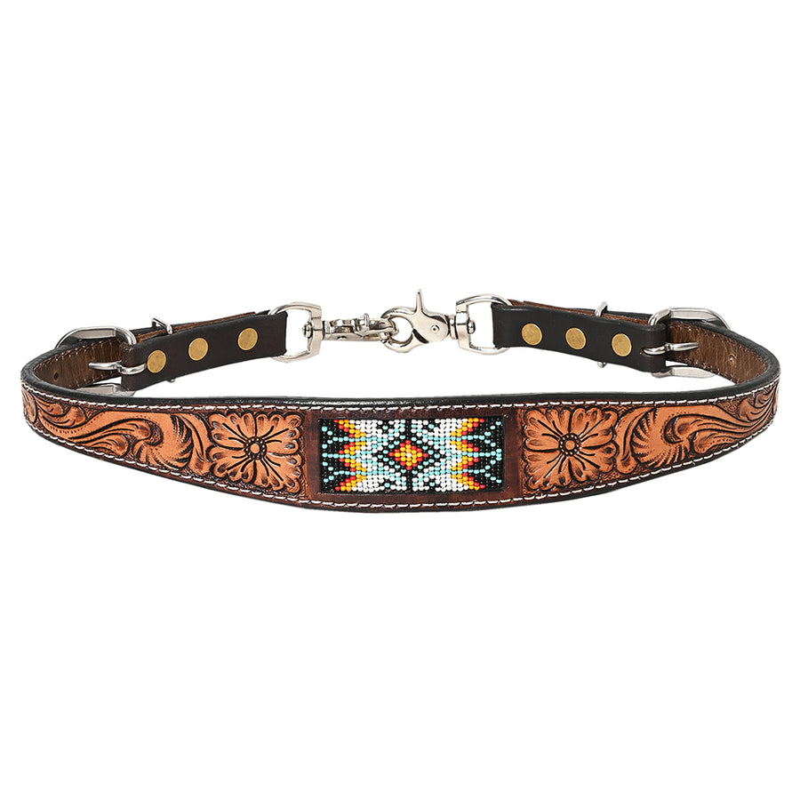 24-27 In HILASON Horse Leather Wither Strap Brown Beaded - Uhorse
