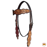 HILASON Western Horse Floral Headstall Breast Collar One American Leather Tack Set