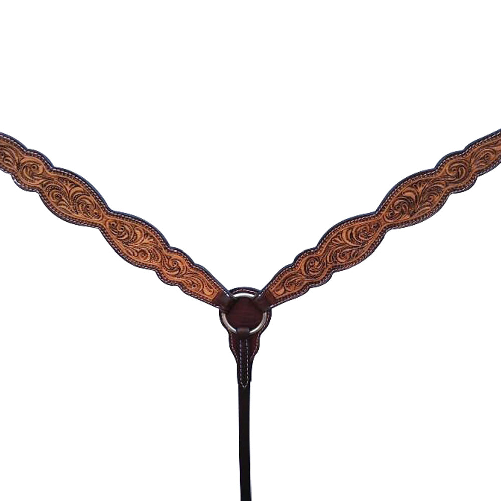 HILASON Western Horse Floral Headstall Breast Collar One American Leather Tack Set
