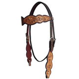 HILASON Western Horse Floral Headstall Breast Collar One Headstall American Leather Tack Set