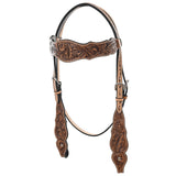 HILASON Western Horse Floral Headstall Breast Collar One American Leather Tack Set