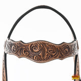 HILASON Western Horse Floral Headstall Breast Collar One American Leather Tack Set