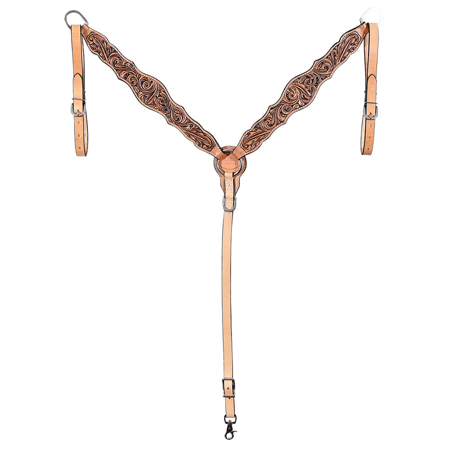 HILASON Western Horse Floral Headstall Breast Collar One American Leather Tack Set