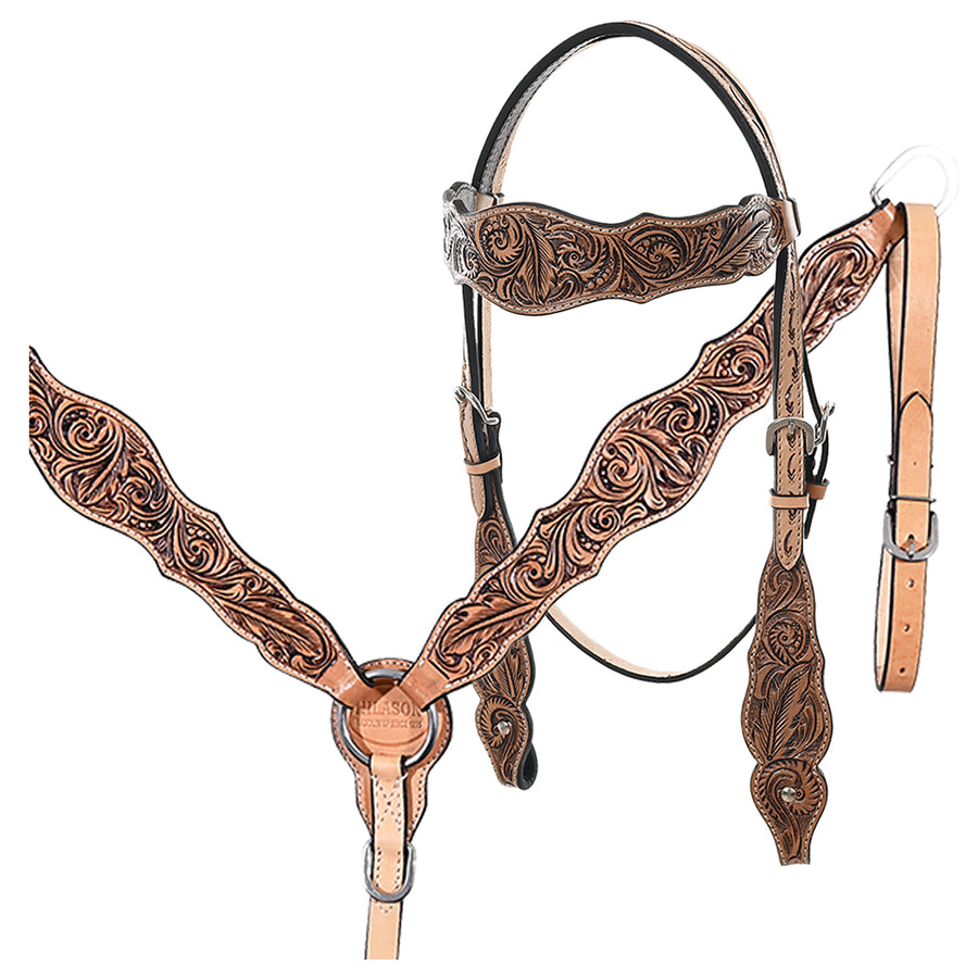 HILASON Western Horse Headstall Breast Collar Set American Leather - Uhorse