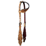 HILASON Western Horse Floral Headstall Breast Collar One American Leather Tack Set