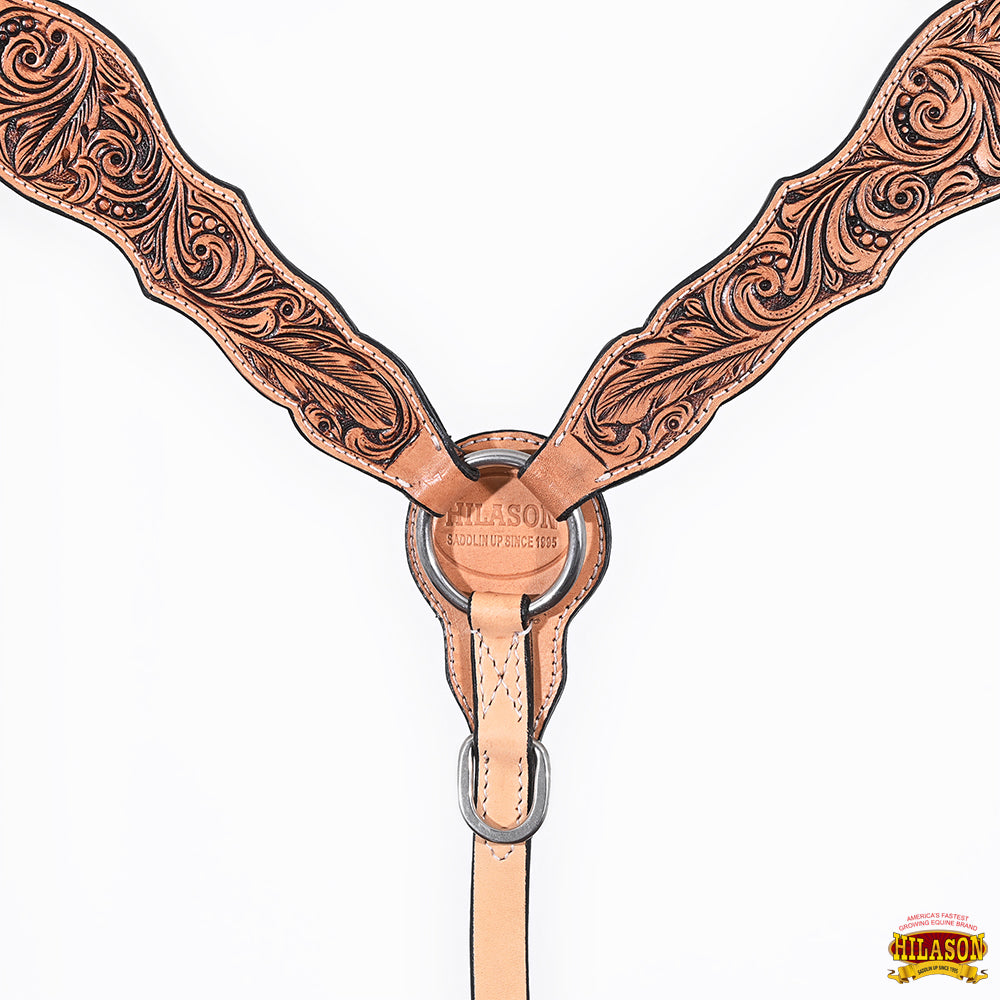 HILASON Western Horse Floral Headstall Breast Collar One American Leather Tack Set