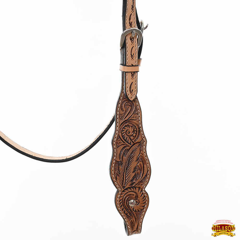 HILASON Western Horse Floral Headstall Breast Collar One American Leather Tack Set