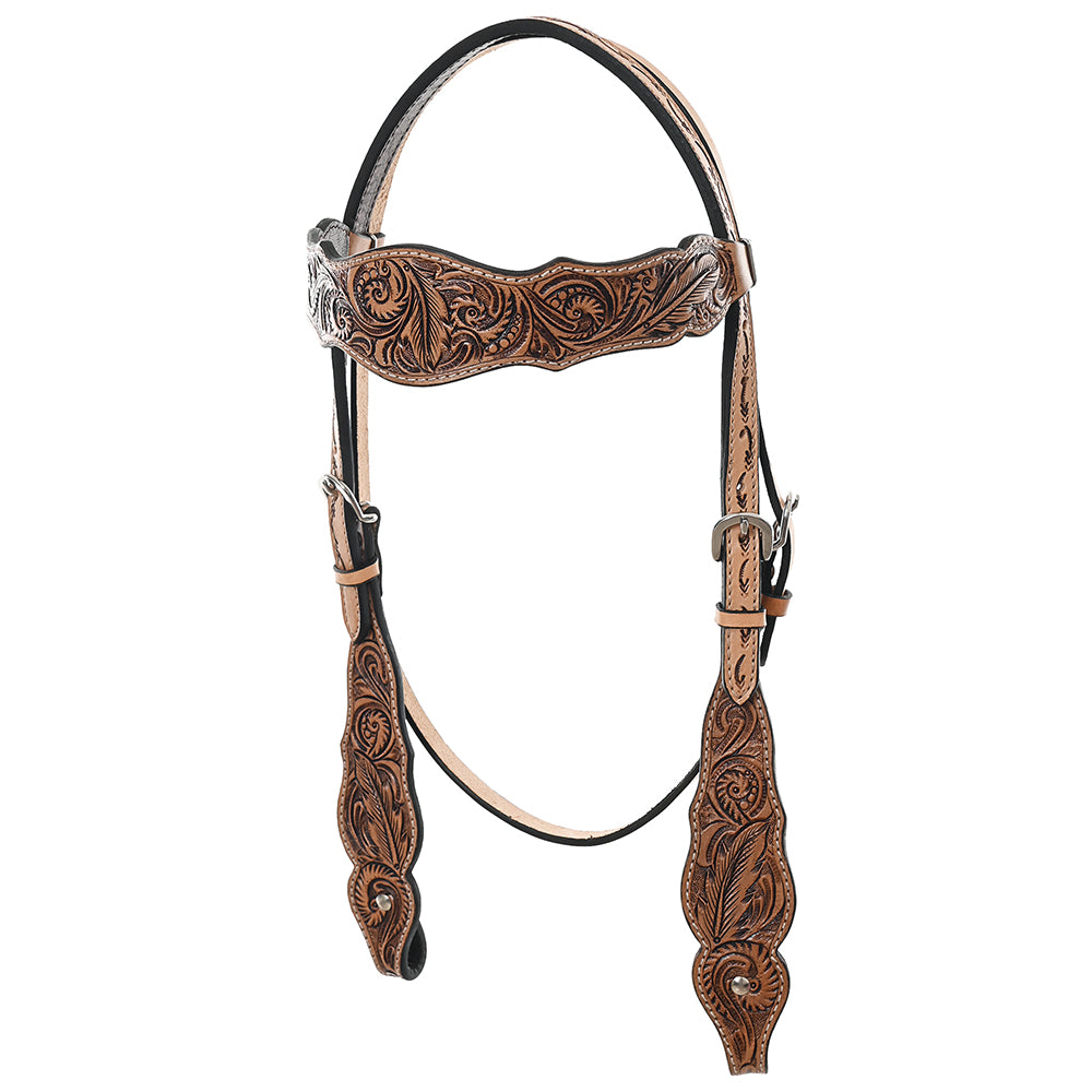 HILASON Western Horse Floral Headstall Breast Collar One American Leather Tack Set
