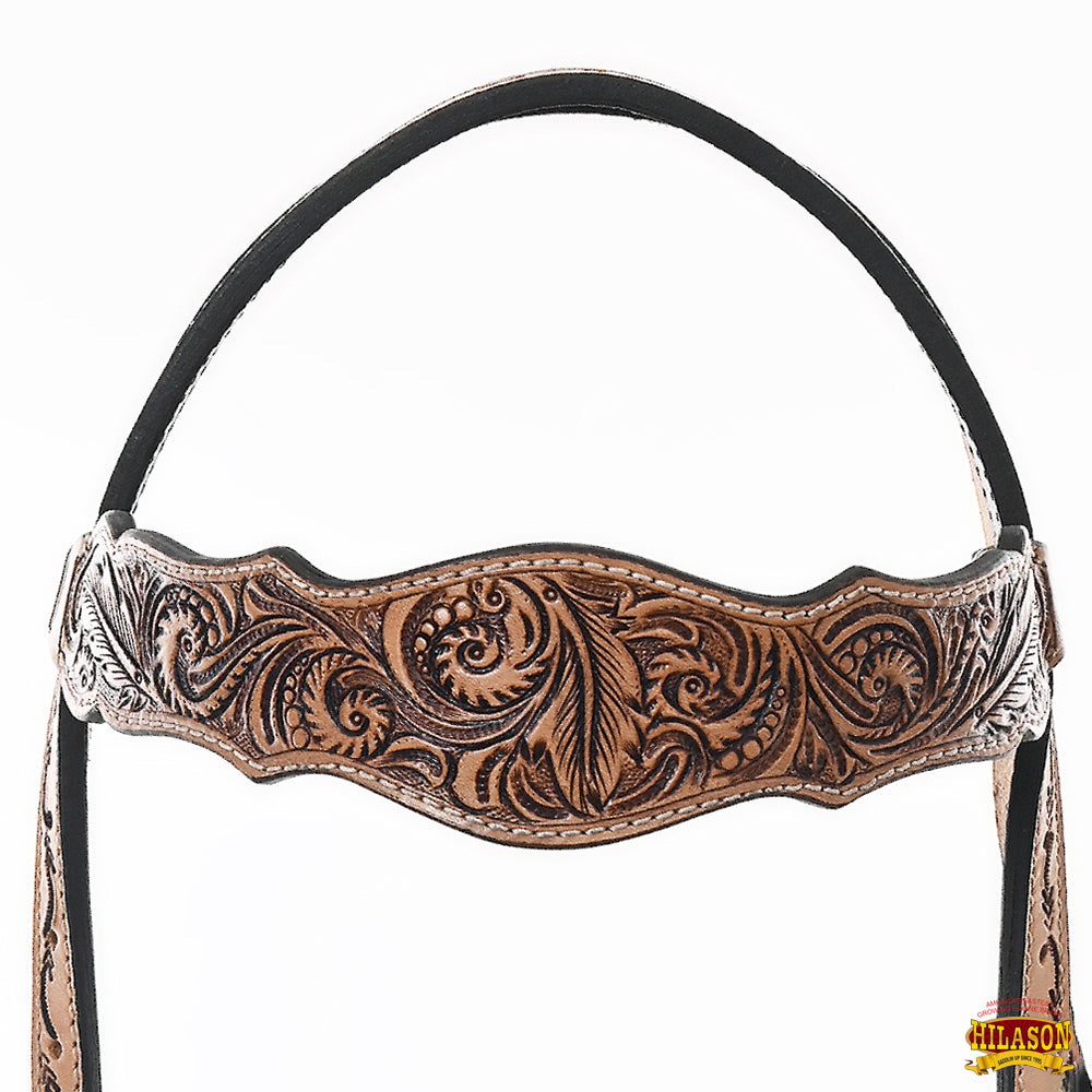 HILASON Western Horse Floral Headstall Breast Collar One American Leather Tack Set