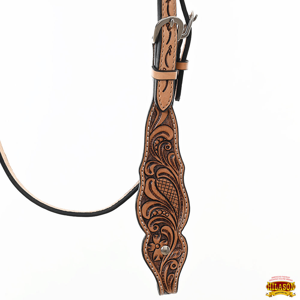 HILASON Western Horse Floral Headstall Breast Collar One Headstall American Leather Tack Set