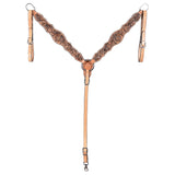 HILASON Western Horse Floral Headstall Breast Collar One Headstall American Leather Tack Set