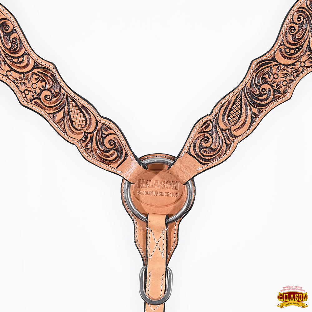 HILASON Western Horse Floral Headstall Breast Collar One Headstall American Leather Tack Set