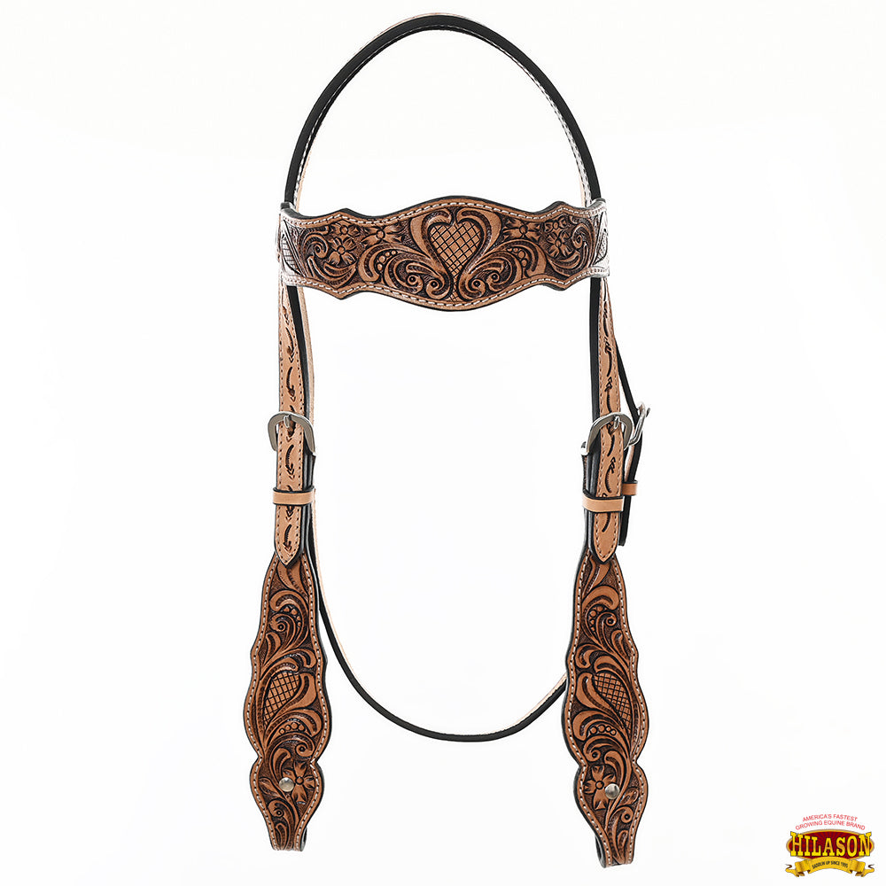 HILASON Western Horse Floral Headstall Breast Collar One Headstall American Leather Tack Set
