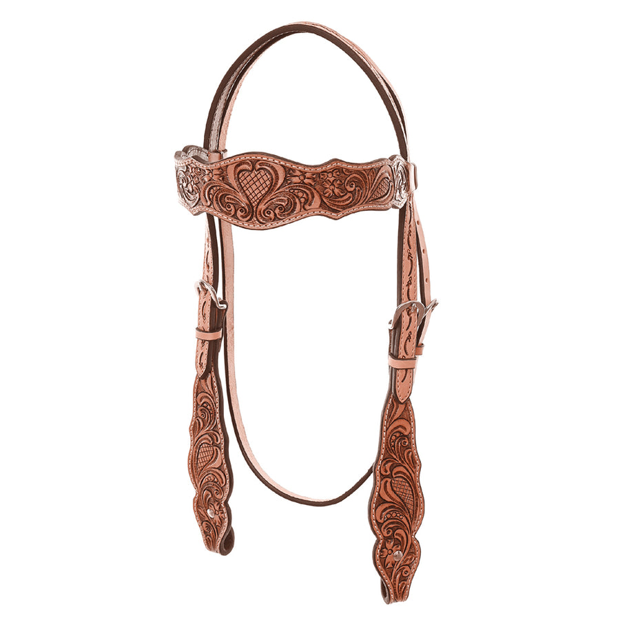 HILASON Western Horse Headstall American Leather Floral - Uhorse