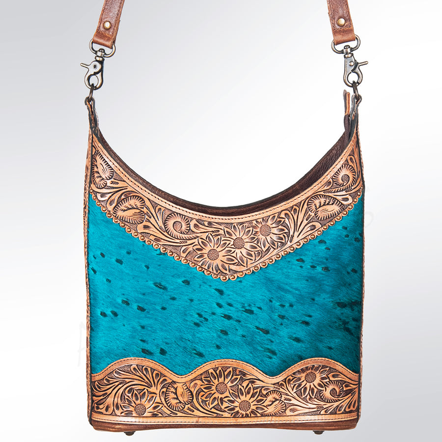 GIBGX207 American Darling Hand Tooled Hair On Genuine Leather Women Bag Western Handbag Purse