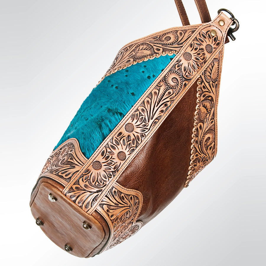 GIBGX207 American Darling Hand Tooled Hair On Genuine Leather Women Bag Western Handbag Purse