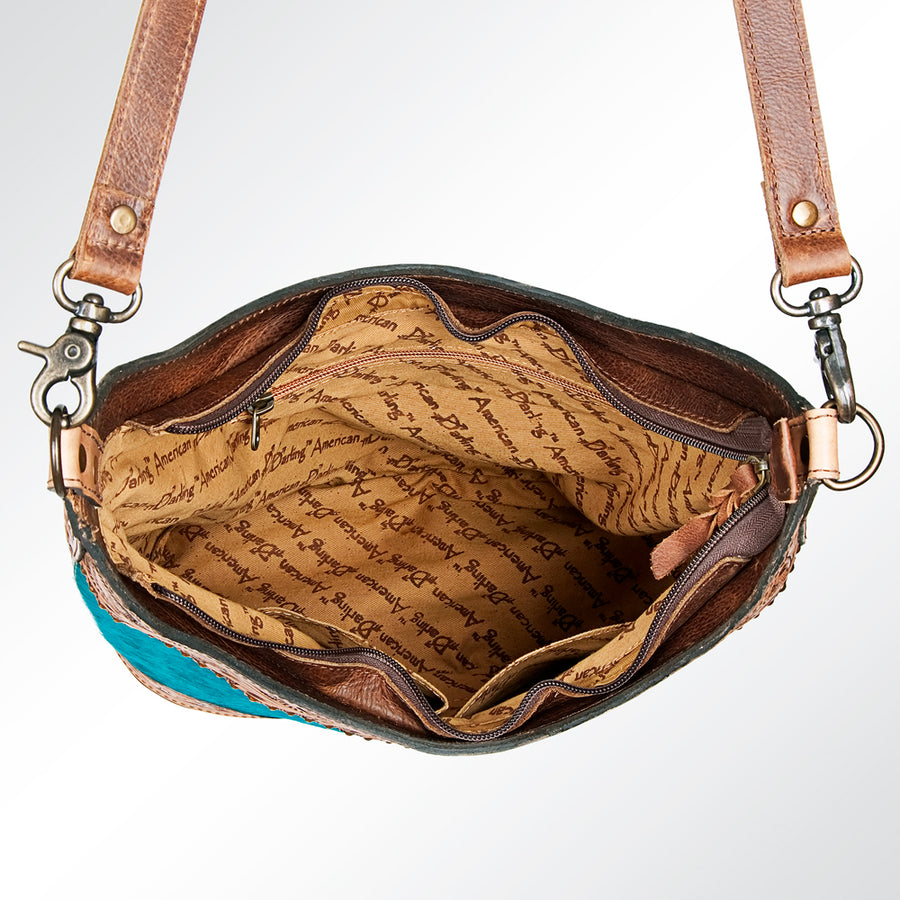 GIBGX207 American Darling Hand Tooled Hair On Genuine Leather Women Bag Western Handbag Purse