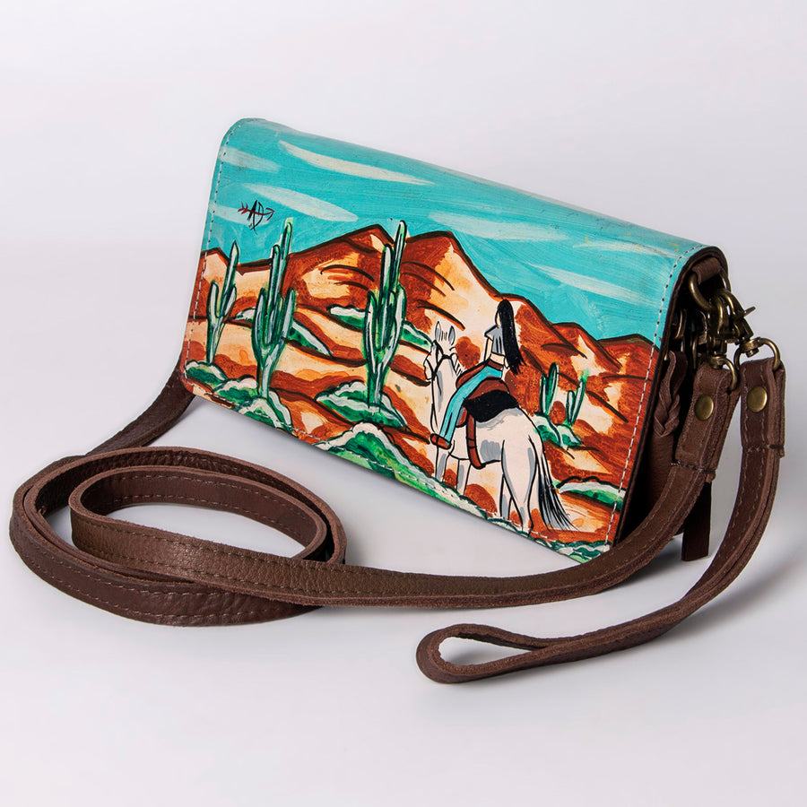 American Darling Hand Painted Western Leather Organiser Bag - Handcrafted - Uhorse