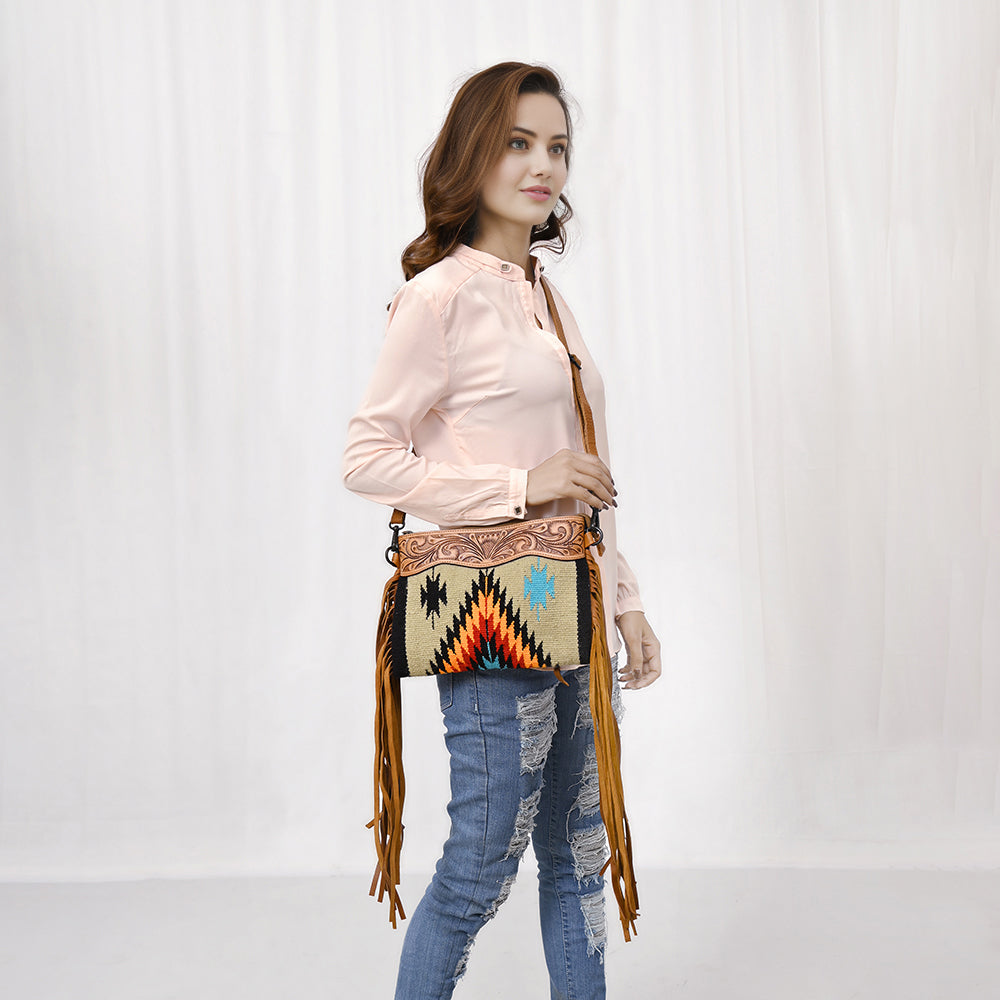 American Darling Cross Body Hand Tooled Saddle Blanket Genuine Leather Western Women Bag Handbag Purse | Crossbody for Cute
