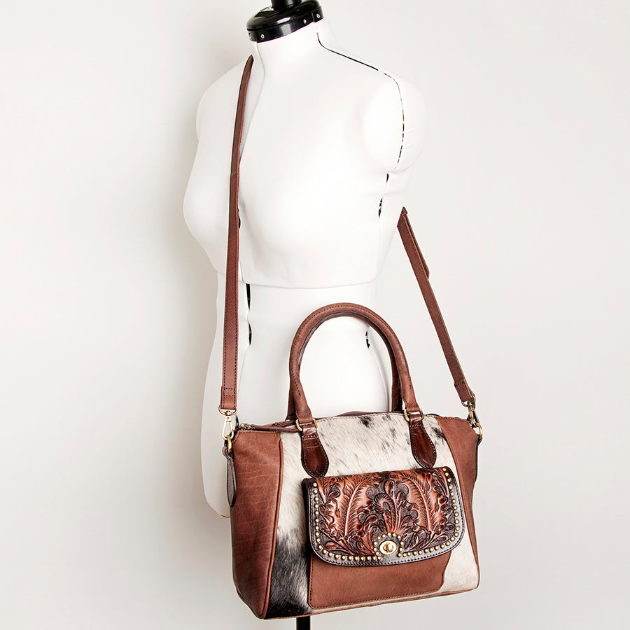 American Darling Tote Hand Tooled Hair on Genuine Leather Western Women Bag Handbag Purse | Travel Bags College Casual