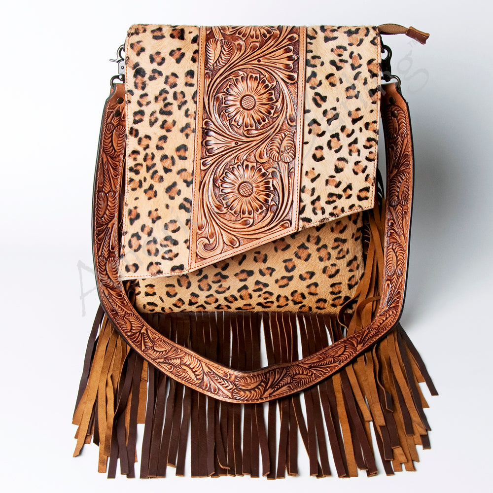 American Darling Messenger Hand Tooled Hair On Genuine Leather Western Women Bag Handbag Purse | Cute