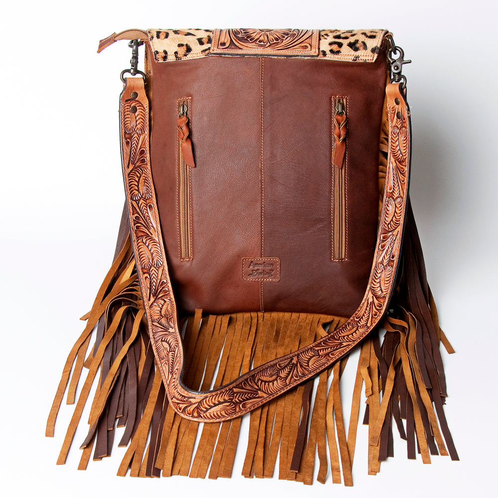 American Darling Messenger Hand Tooled Hair On Genuine Leather Western Women Bag Handbag Purse | Cute