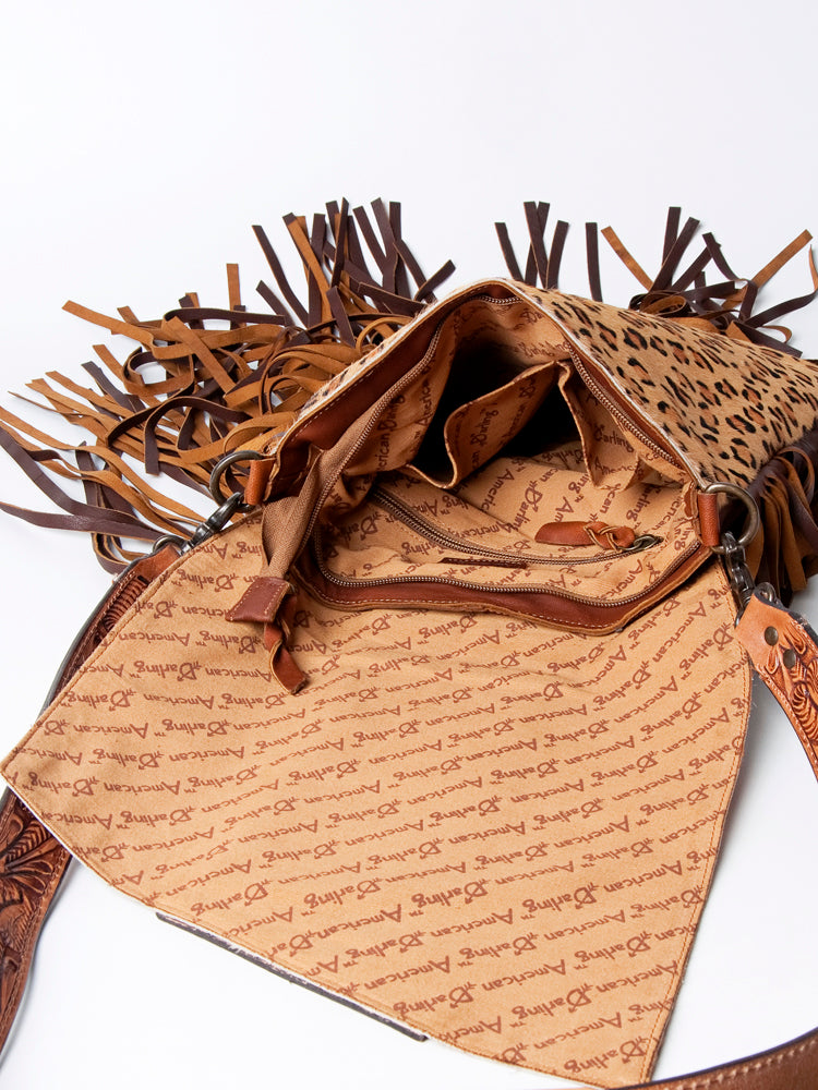 American Darling Messenger Hand Tooled Hair On Genuine Leather Western Women Bag Handbag Purse | Cute