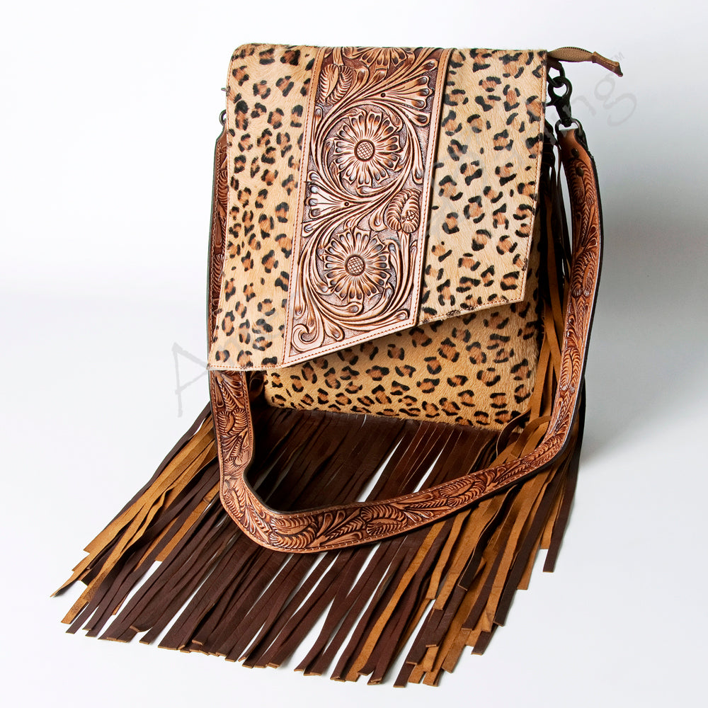 American Darling Messenger Hand Tooled Hair On Genuine Leather Western Women Bag Handbag Purse | Cute