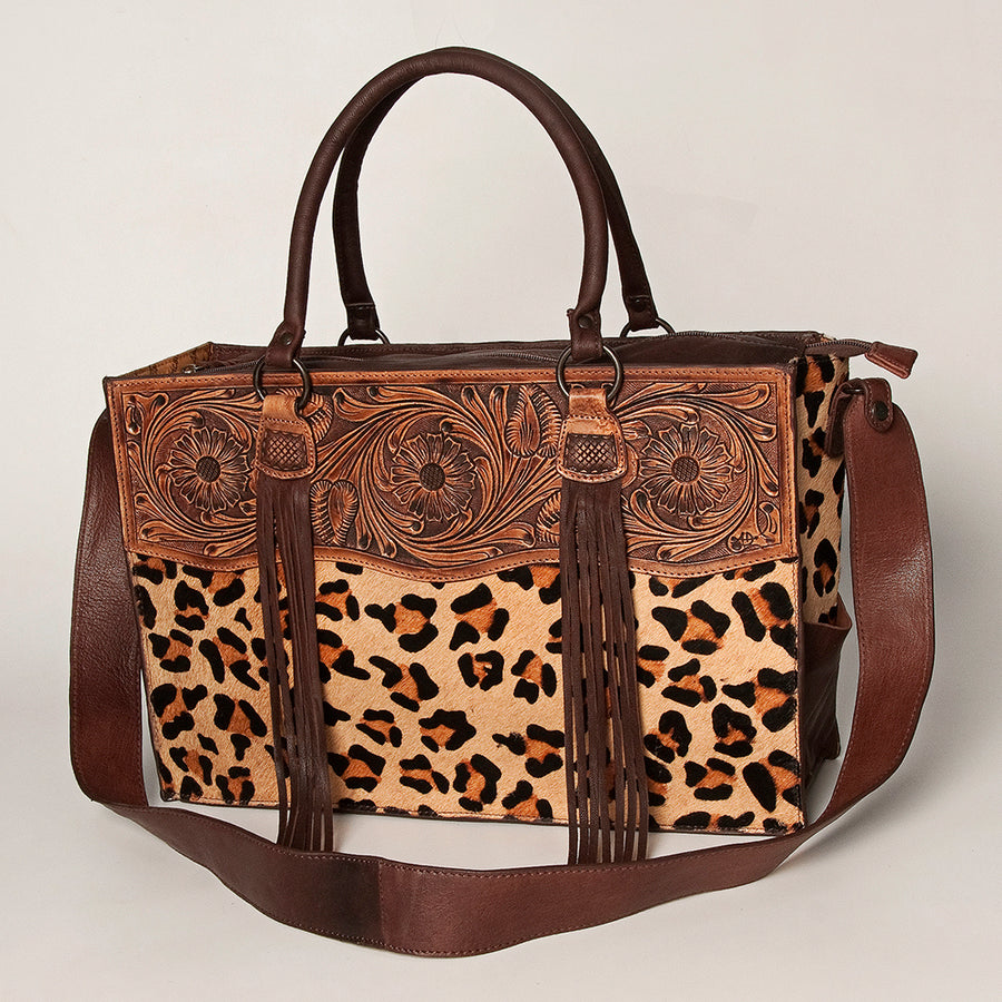 American Darling Tote Hand Tooled Hair on Genuine Leather Western Women Bag Handbag Purse | Travel Bags College - Uhorse