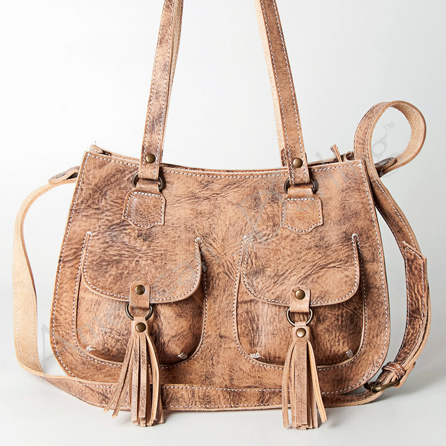 American Darling Tote Bag, High-Quality Full Grain Vegetable-Tanned Leather, Western Handcrafted Purse with Tassels