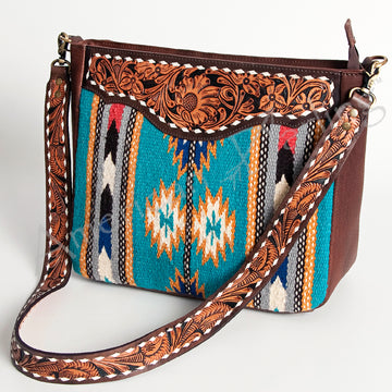 American Darling Large Crossbody Hand Tooled Saddle Blanket Genuine Leather Western Women Bag Handbag Purse | for Cute