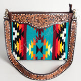 American Darling Large Crossbody Hand Tooled Saddle Blanket Genuine Leather Western Women Bag Handbag Purse | for Cute