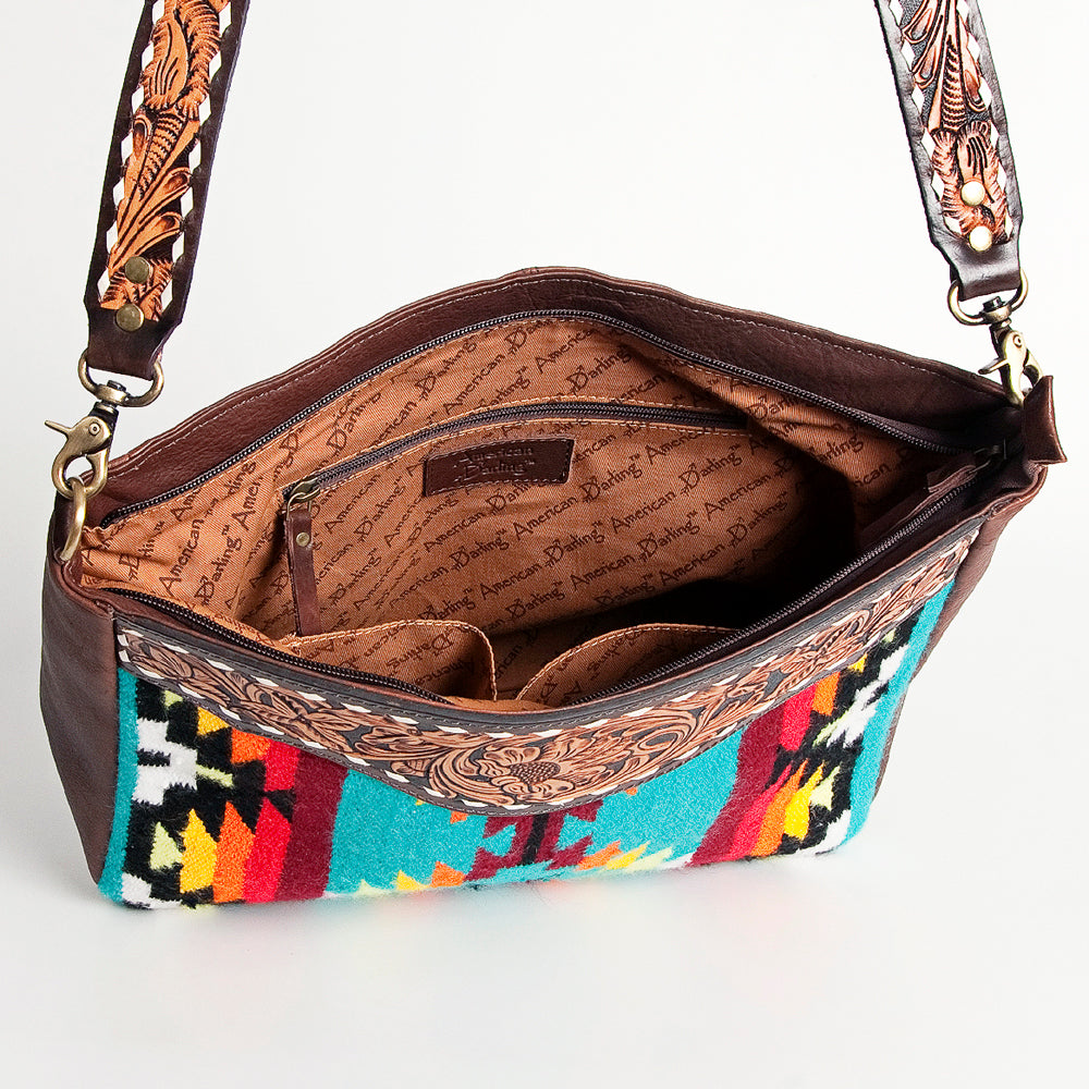 American Darling Large Crossbody Hand Tooled Saddle Blanket Genuine Leather Western Women Bag Handbag Purse | for Cute