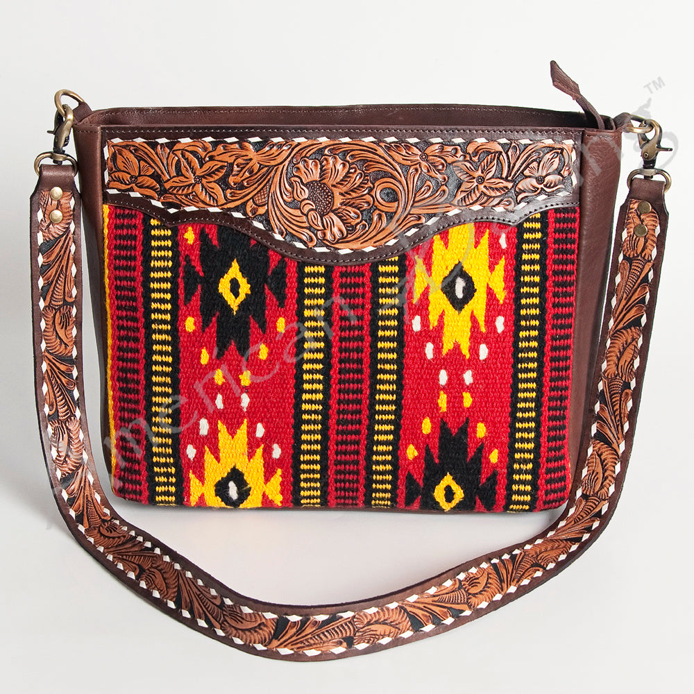 American Darling Large Crossbody Hand Tooled Saddle Blanket Genuine Leather Western Women Bag Handbag Purse | for Cute