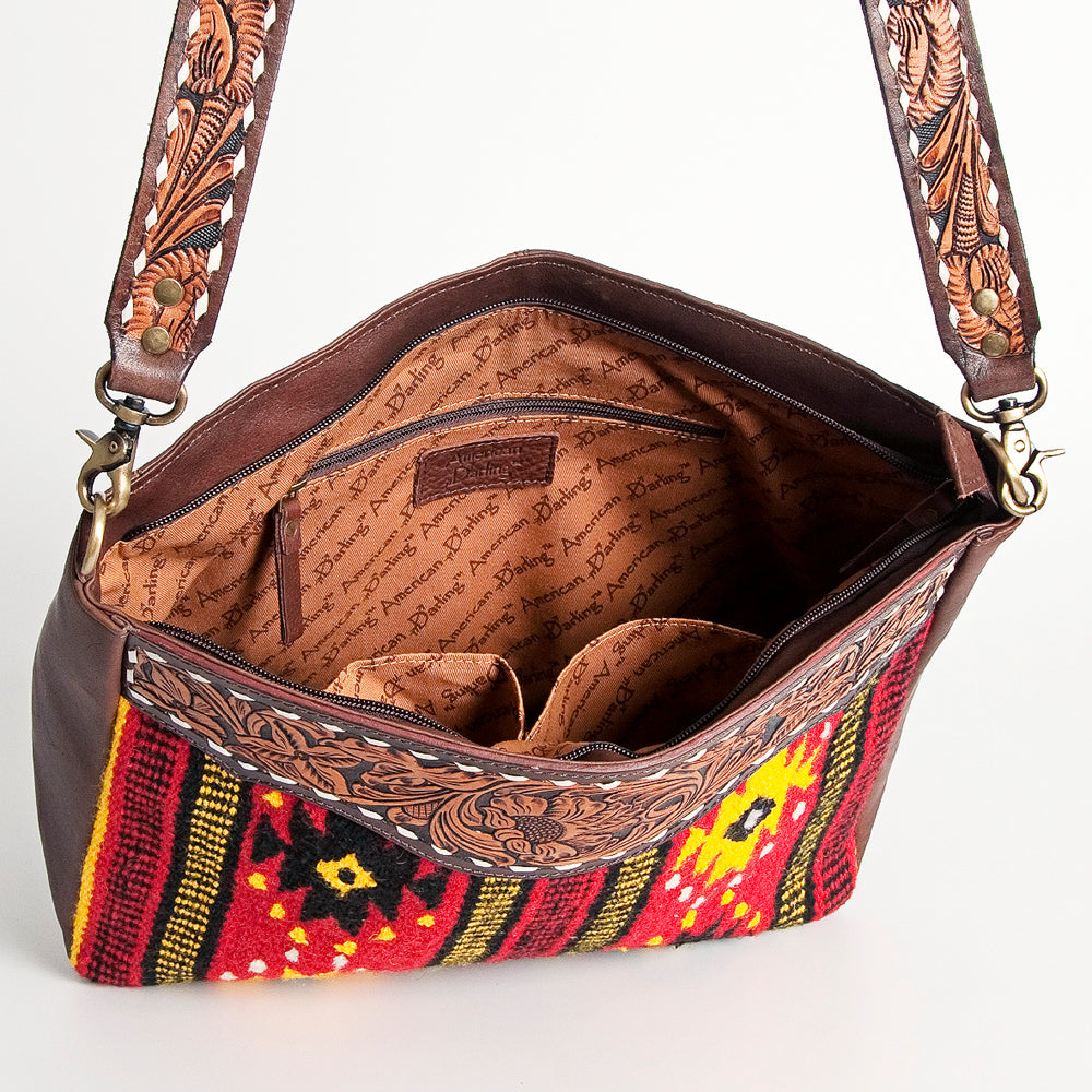 American Darling Large Crossbody Hand Tooled Saddle Blanket Genuine Leather Western Women Bag Handbag Purse | for Cute