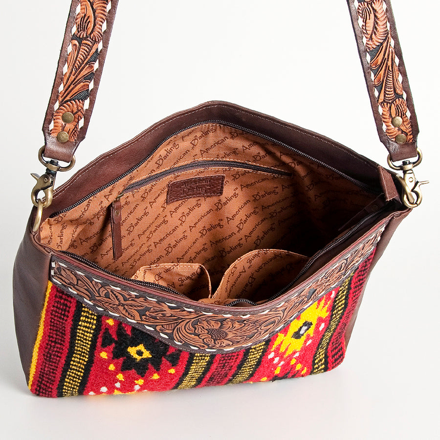 American Darling Hand Tooled Floral Carved Saddle Blanket Messenger Bag Eco-Friendly Full Grain Genuine Leather YKK Zipper