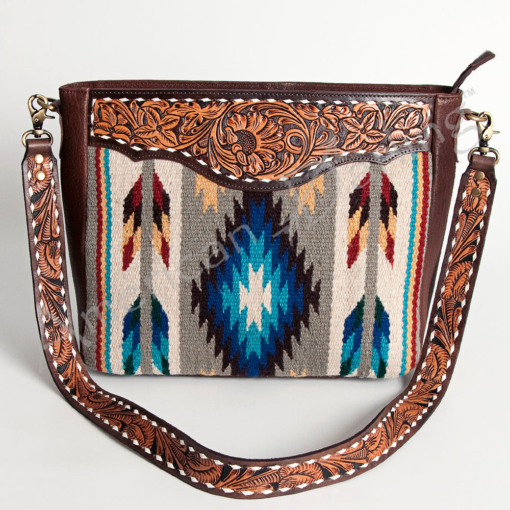 American Darling Large Crossbody Hand Tooled Saddle Blanket Genuine Leather Western Women Bag Handbag Purse | for Cute