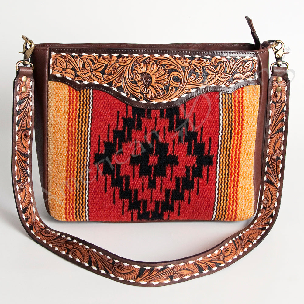 American Darling Large Crossbody Hand Tooled Saddle Blanket Genuine Leather Western Women Bag Handbag Purse | for Cute