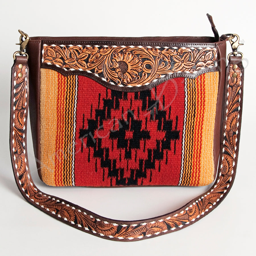 American Darling Hand Tooled Floral Carved Saddle Blanket Messenger Bag Eco-Friendly Full Grain Genuine Leather YKK Zipper