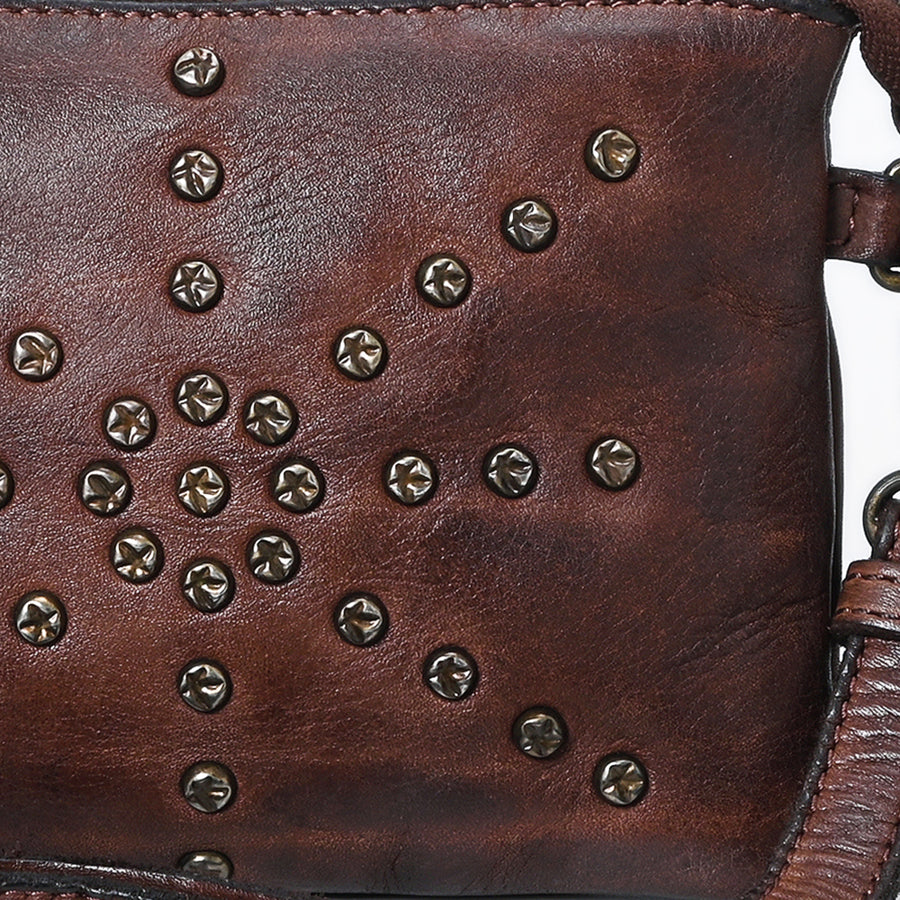 Spaghetti Western Swc196Brn Wallet Vintage Handmade Drum Dyed Genuine European Cowhide Leather Women Bag Western Handbag Purse