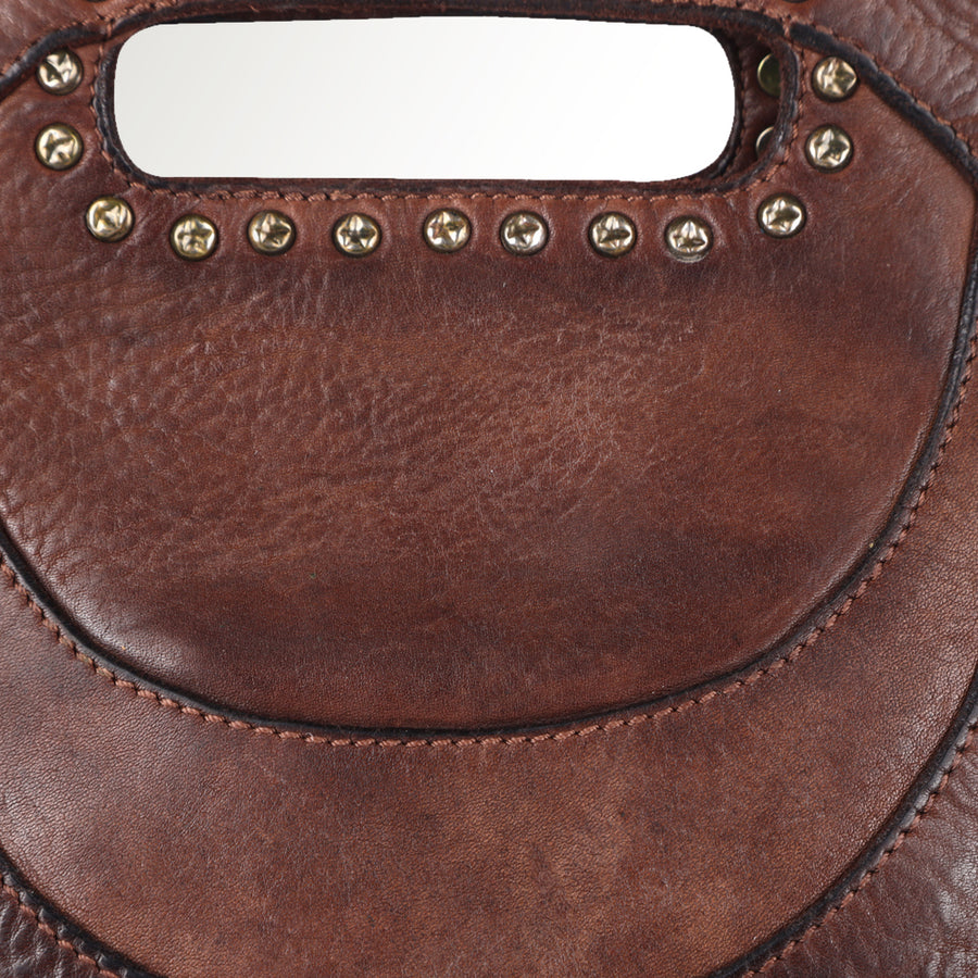 Spaghetti Western Swc173Brn Clutch Vintage Handmade Drum Dyed Genuine European Cowhide Leather Women Bag Western Handbag Purse