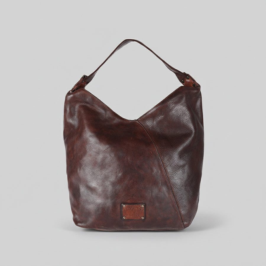Spaghetti Western Swc176Brn Hobo Vintage Handmade Drum Dyed Genuine European Cowhide Leather Women Bag Western Handbag Purse