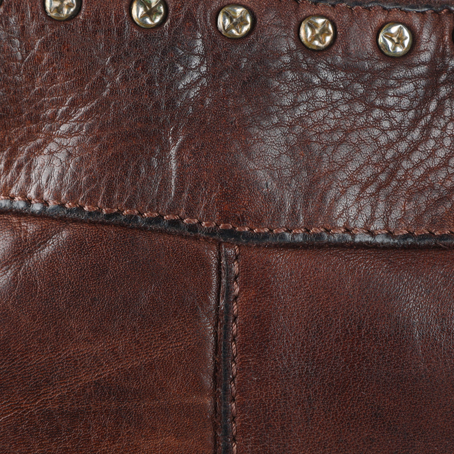 Spaghetti Western Swc183Brn Hobo Vintage Handmade Drum Dyed Genuine European Cowhide Leather Women Bag Western Handbag Purse