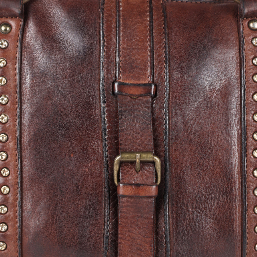 Spaghetti Western Swc186Brn Tote Vintage Handmade Drum Dyed Genuine European Cowhide Leather Women Bag Western Handbag Purse